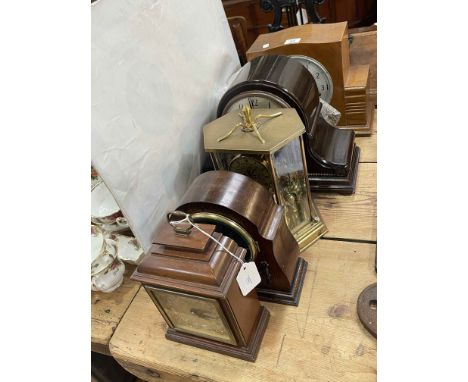Five mantel clocks including Elliott, Miles, Smiths Enfield, etc.