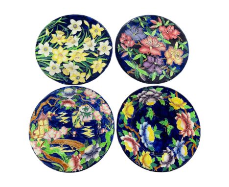 Four Maling chargers including Japanese lantern, butterflies design, 29cm diameter.