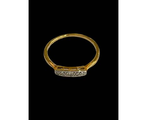 Diamond five stone 18 carat gold ring, size T.