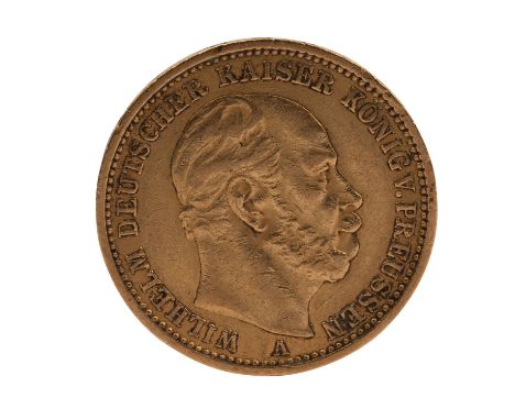 Dt. Kaiserreich, Preußen /GOLD - 20 Mark Wilhelm I. 1875-A ss, mit Kratzer und Verschmutzung, wz. Randkerben, ca. 7,9g.| Germ