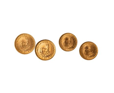 Südafrika /GOLD - Lot mit 2 x 1 Rand Jg. 1967, je vz+ und 2 x 2 Rand Jg. 1962 vz, Jg. 1968 ss-vz Kratzer und leichte Randkerb