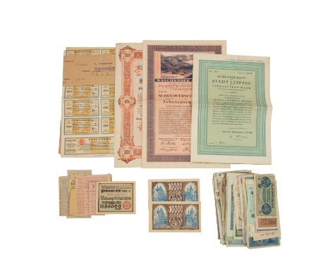 Konvolut Wertpapiere, Banknoten und Weiteres, auch Deutschland 1933-1945 - zahlreiche Banknoten mit Schwerpunkt auf Deutschla