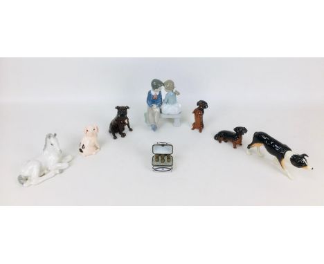 A group of eight Beswick, Limoges and other porcelain items, comprising a four Beswick animal figurines, a Gloucestershire Ol