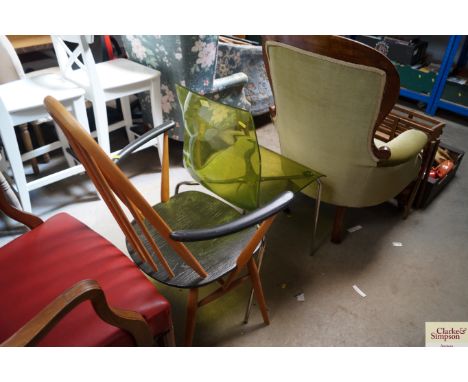 A Perspex dining chair together with an Ercol carver chair