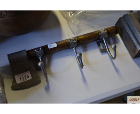 A set of hooks in the form of an axe