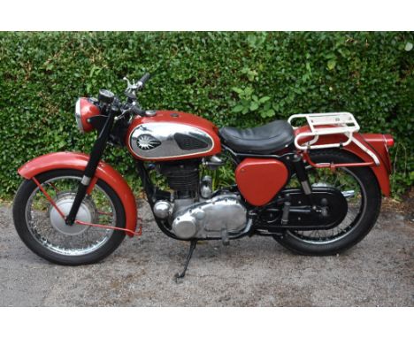 A 1956 BSA B31, registration number 275 YUT, red. The B31 was the first new model introduced after WWII by BSA. They featured