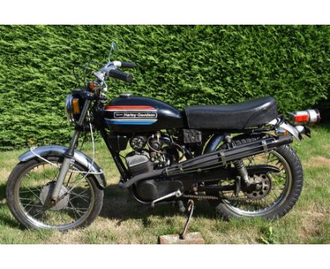 A 1973 AMF Harley-Davidson Z90, unregistered, black.  Harley-Davidson's lightweight two stroke models were manufactured by th