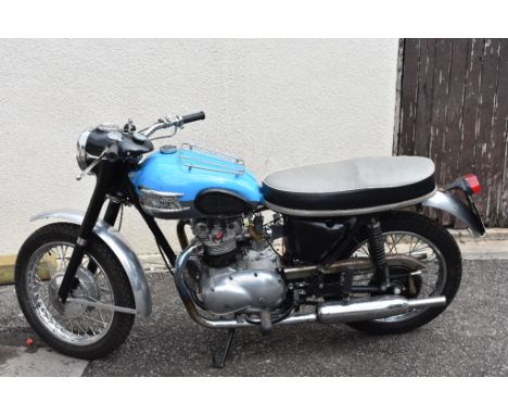 A 1963 Triumph 5TA 500cc, registration number ANH 246A, frame number 5TA 431650, engine number 5TA H31650, blue/silver. This 