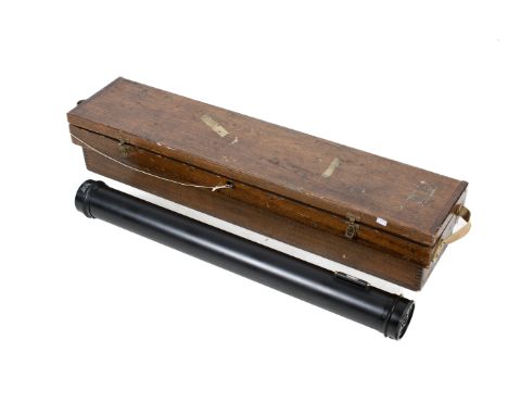 A Wray of London 3 1/2in collimator. With military arrow, Number 241356, length circa 1m, in a fitted oak box.