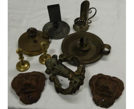 CAST IRON DOOR KNOCKER &amp; OTHER METAL ITEMS 