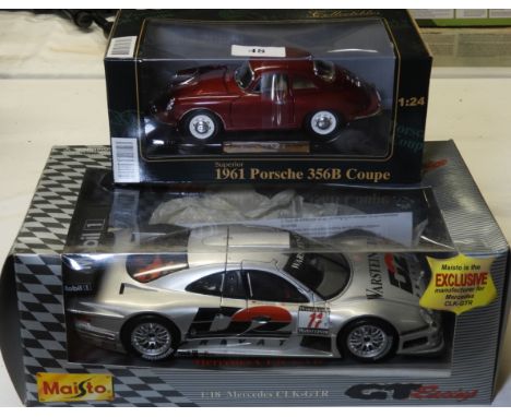 MAISTO 1/18 SCALE MERCEDES BENZ CLK GTR &amp; 1961 PORCHE 356B COUPE 