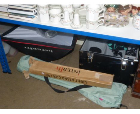 Camera tripod, light, case, etc