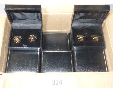 Twenty-five pairs of plated cufflinks with fox and hound decoration