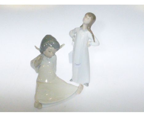 Lladro angel and Lladro girl figures