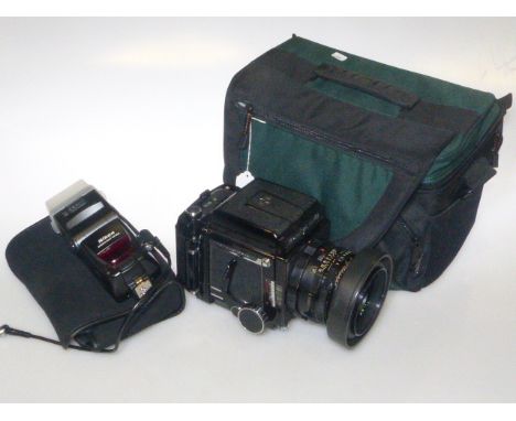 Mamiya R.B 67 still camera and case, and Nikon Speedlight SB-800 Slave Flash