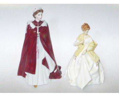 Two Royal Worcester figures 'First Dance' and 'The Queens 80th Birthday'