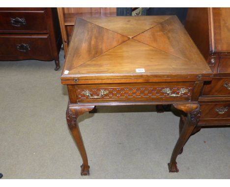 Mahogany Chippendale style envelope card table