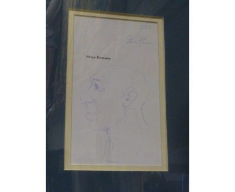 Peter Howson 2003, sketch of an old gentleman, in modern frame