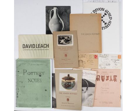 LEACH, Bernard : a collection of eight Leach Pottery catalogues and pamphlets several signed by David Leach. With various oth