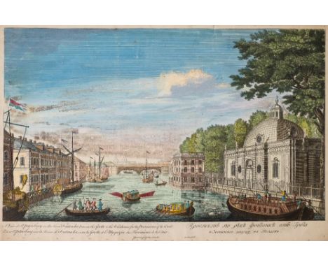 VUE DU OPTIQUE : St. Petersburg. A pair of hand coloured copper engravings, 420 x 240 mm, John Bowles, (some creasing) late 1