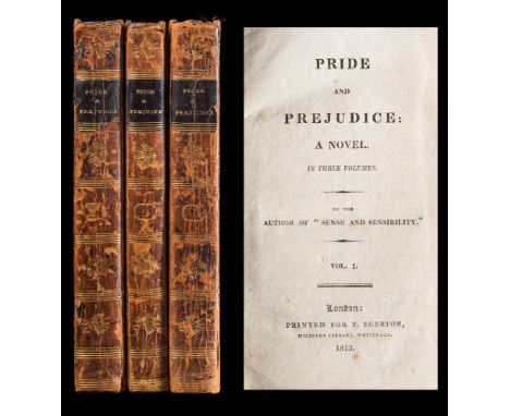 AUSTEN, Jane - Pride and Prejudice : A Novel. 3 vols, (ii); 307; (ii); 239; (ii); 323 pages, contemporary full calf worn, som