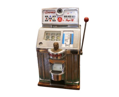 O.D. Jennings The Governor 1961 One Arm Bandit Slot Machine. 6d play. Untested for working order. Original back door. No key.