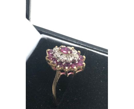 9ct gold ruby &amp; diamond ring weight 2.2g 