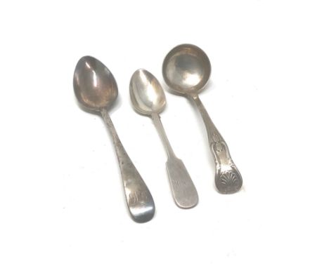 2 antique scottish silver spoons &amp; scottish silver sauce ladle 