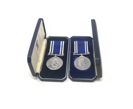 2 boxed ER.11 police long service medals to constable brian g biles &amp; keith thurman 