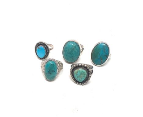 5 X Sterling Silver Vintage stone set Rings (45g) 