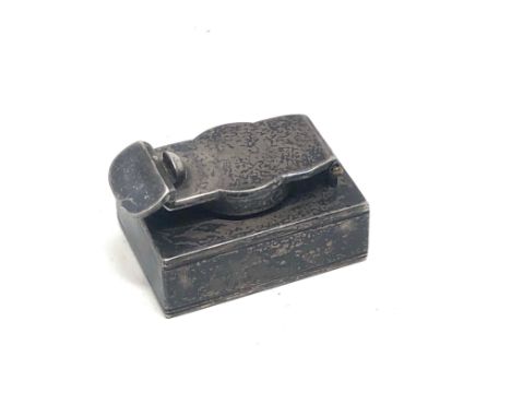 Antique georgian silver travel inkwell London silver hallmarks date letter b 1817 measures approx 3.9cm by 2.8cm height 2.4cm