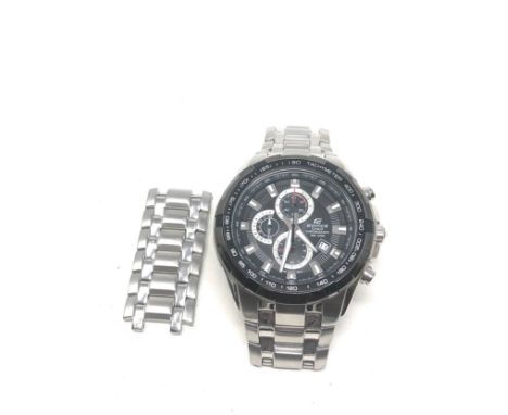 Gent's Casio Edifice chronograph quartz wristwatch wr100m moduule no 5118 ref efr 539 dy the watch is ticking extra bracelet 