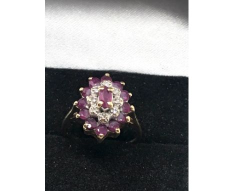 9ct gold ruby &amp; diamond ring (2.3g) 