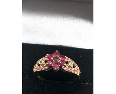 9ct gold ruby &amp; gemstone ring weight 3.5g 