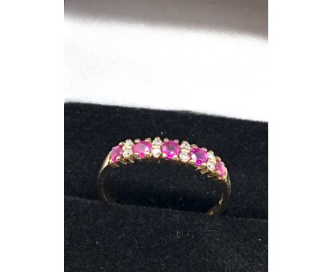 9ct gold ruby &amp; diamond ring weight 1.5g 