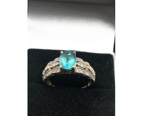 10ct gold vintage apatite &amp; diamond dress ring (3.9g) 