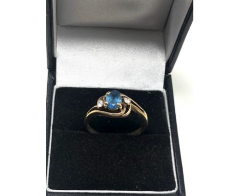 9ct gold vintage clear stone &amp; synthetic spinel ring (2.7g) 
