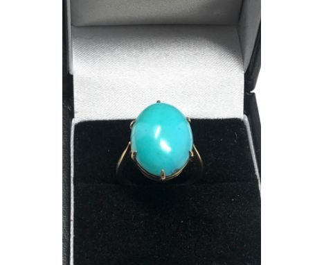 9ct gold vintage turquoise ring (4.1g) 