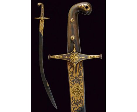 dating: late 18th Century provenance: Turkey, Elegant blade in fine wootz damask, curved and enlarged toward the tip. With a 