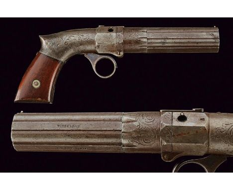 dating: Third quarter of the 19th Century provenance: USA, Cylindrical block of five, 8 mm cal. barrels interposed with ribs,