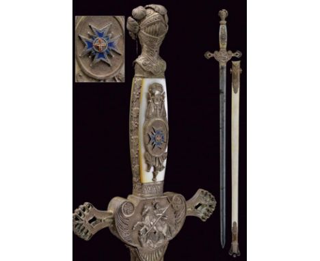 dating: 19th Century provenance: Bavaria, Small sword of the Order. Straight blade of lenticular section, engraved with flora