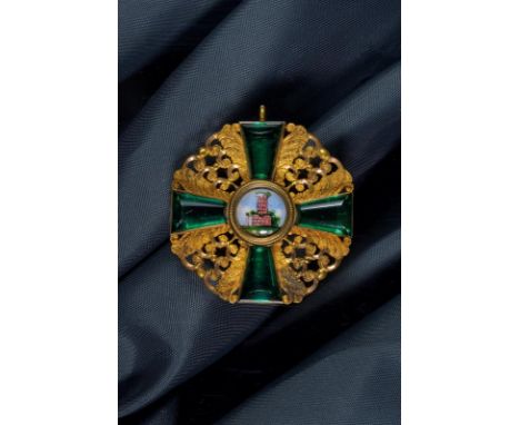 dating: Late 19th Century provenance: Baden, Knight's cross of the first class, in gilded silver and enamels. dimensions 3.9 