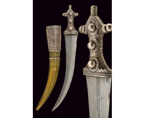 dating: circa 1900 provenance: Arabian Peninsula, Wide and long, flat, curved, double-edged blade, the base with engraved ban