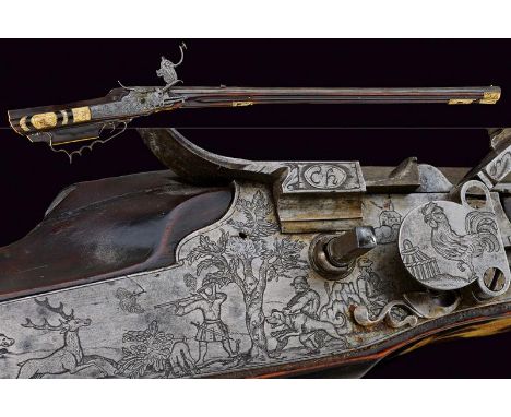 dating: Second half of the 17th Century provenance: Germany, Smooth-bore, octagonal, 14 mm cal. barrel, with adjustable rear 