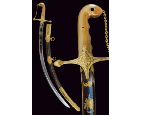 dating: First Empire provenance: France, Curved, single-and false-edged blade, with large, central fuller, first part engrave