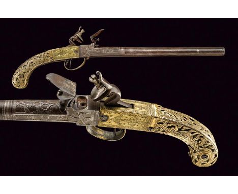 dating: circa 1800 provenance: Balkans, Long, round, smooth-bore barrel, the base with straight sides and carved with floral 