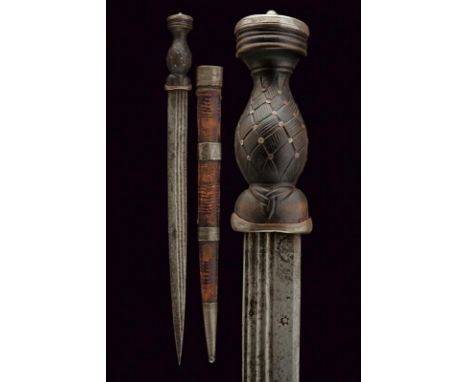 dating: 18th Century provenance: Scotland, Long, straight, single-edged blade, with triple fuller on both sides, marked at th