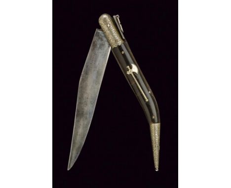dating: circa 1900 provenance: Spain, Single-edged blade, marked '108 GIRODIAS'; white metal grip, engraved with arabesques o