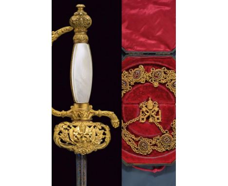 dating: early 20th Century provenance: State of the Vatican City, The sword with straight blade of triangular section and hol