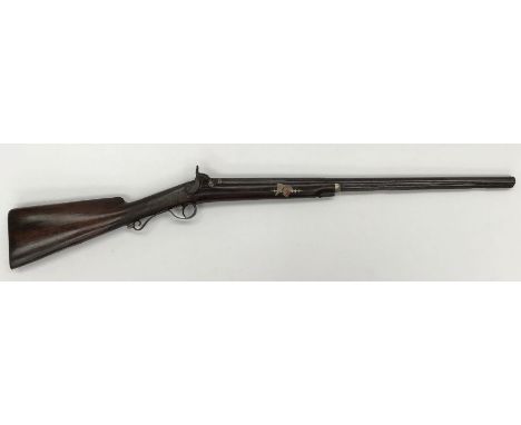 Single Barrel Percussion M/L Shotgun by W.B Moor, Smooth 14bore, Twist barrel hexagonal to round at 10” from breach, complete